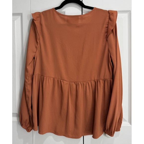 Savanna Jane Babydoll Embroidered Top Women Medium Orange Preppy 100% Polyester - Picture 4 of 8